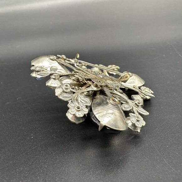 Vintage Brooch Pin Black Aurora Borealis Rhinestones Triangle Statement READ - Picture 5 of 12